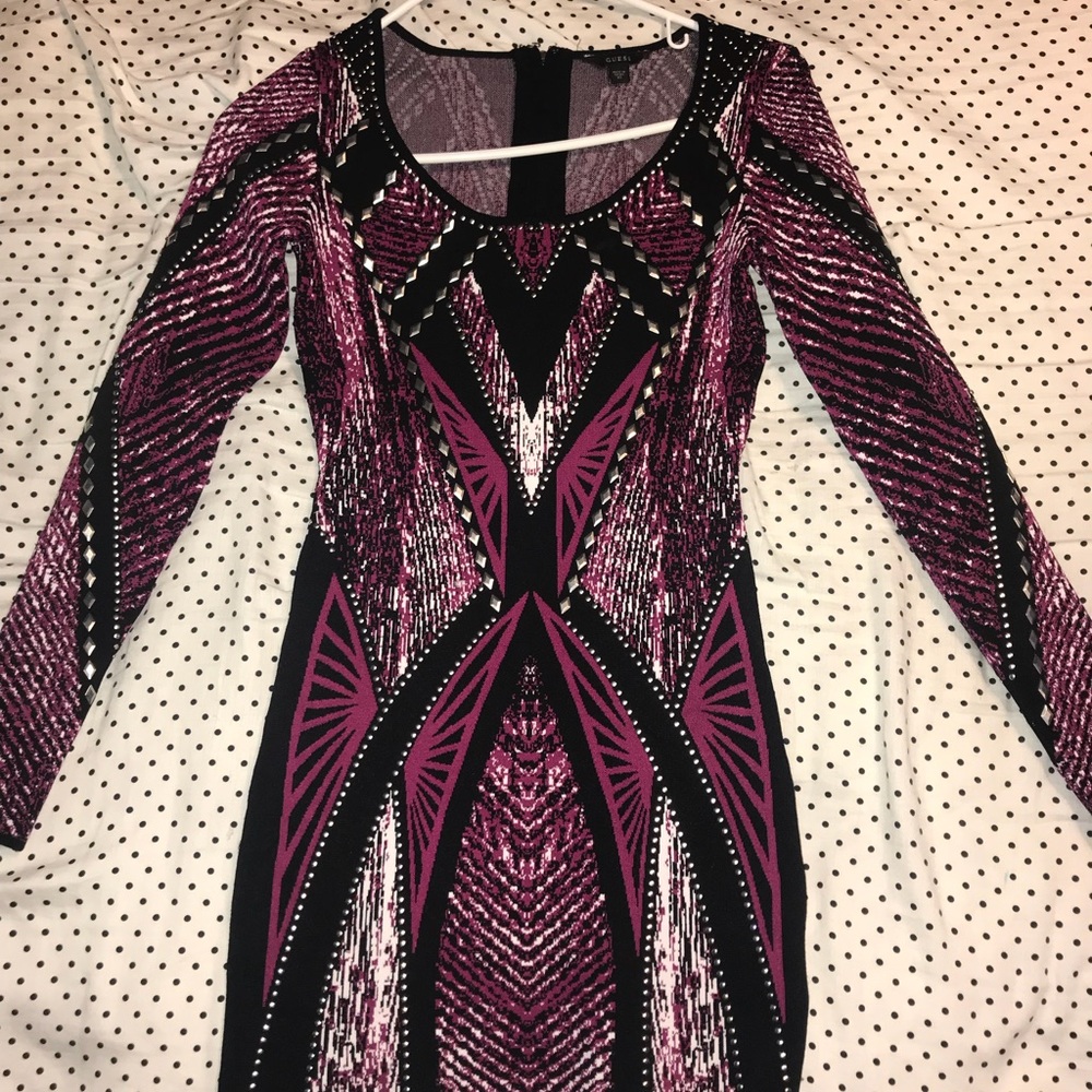 Long sleeve original guess dress with beading